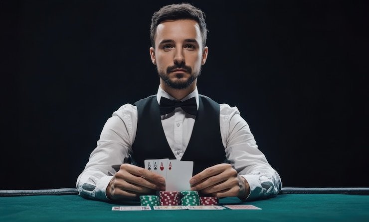 Roulette wheel layout with betting grid and live-streaming camera feed
